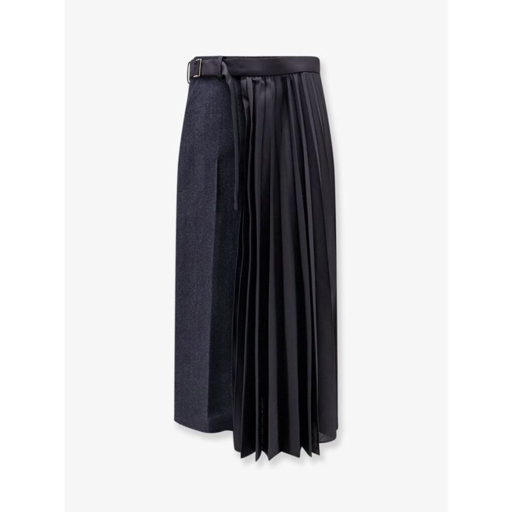 Sacai Women Wool Skirt With Pleated Insert